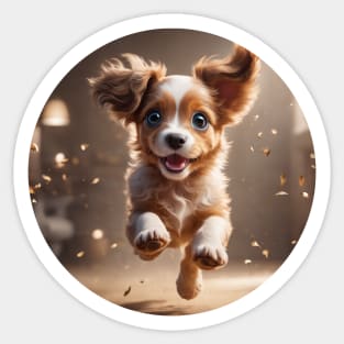 Cute Puppy Running With Excitement Sticker